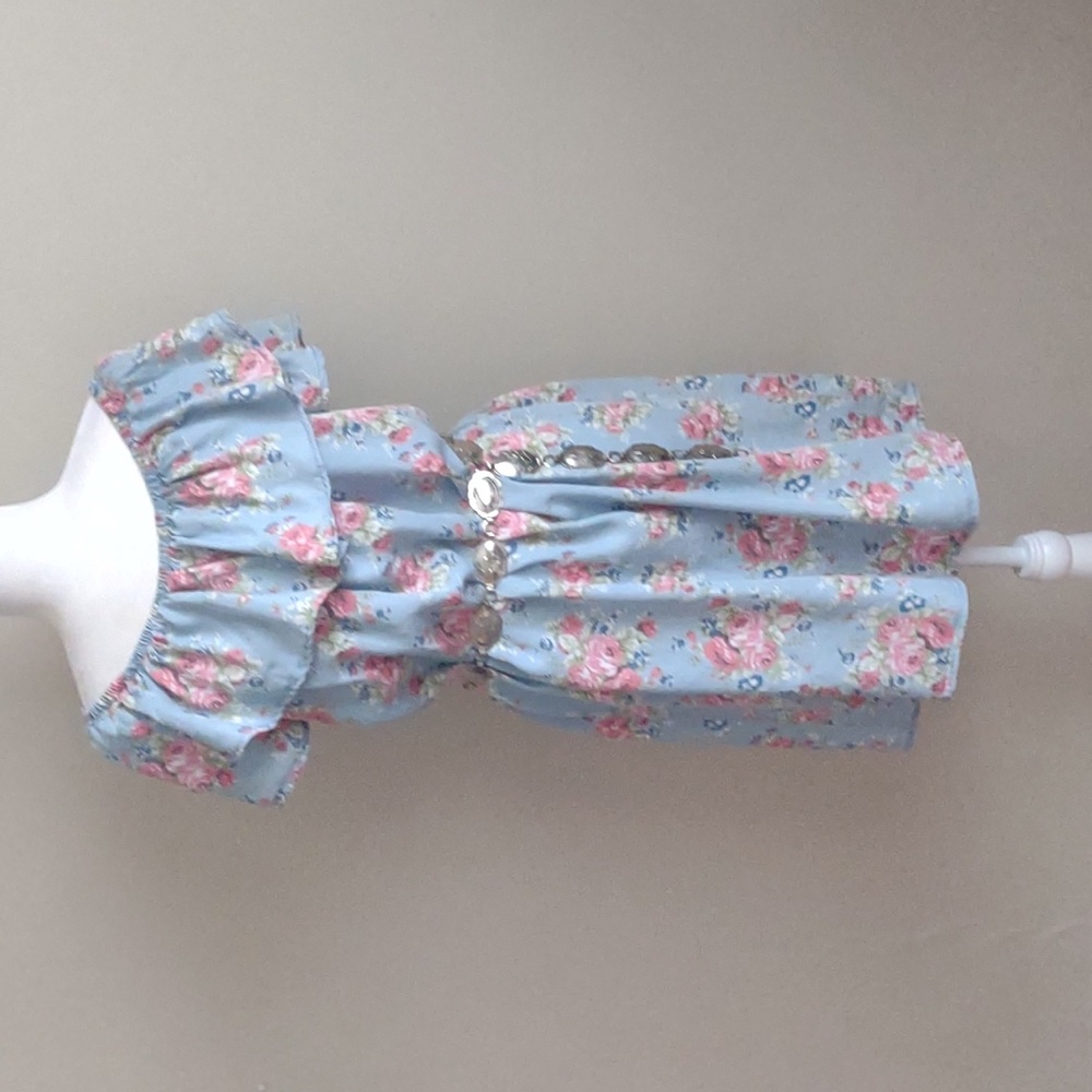 Alison‎ Andrews Size L off-shoulder or standard neckline floral dress Blu…
